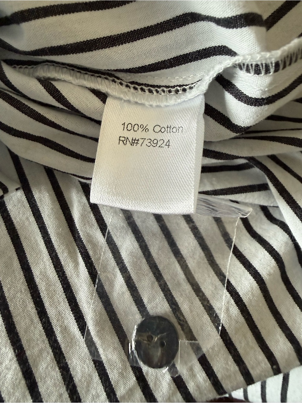 Ming Wang | Tanya Foster XL Black White Stripe Ruffle Collar Button Up Blouse - Picture 6 of 6